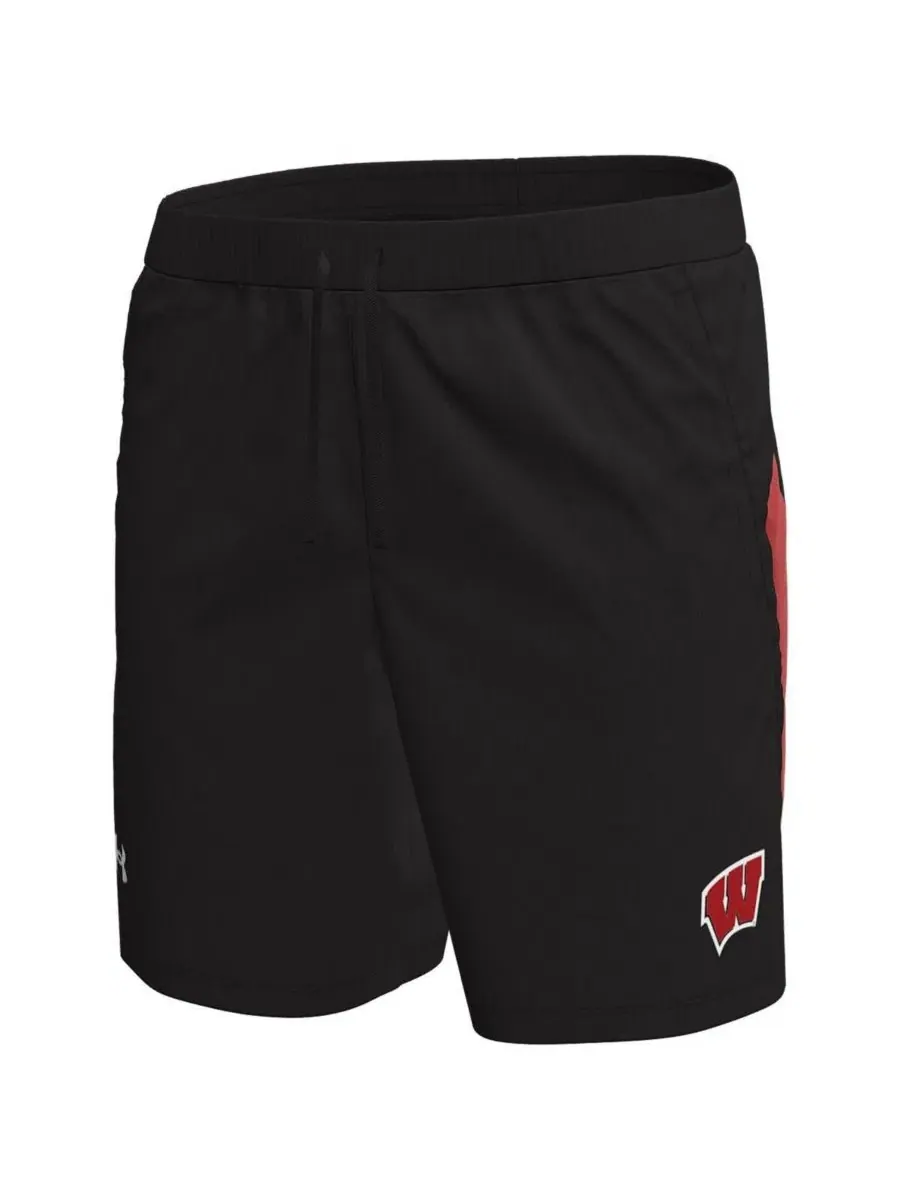 Шорты с эластичным поясом Wisconsin Badgers Under Armour — изображение 2 из 3, черный