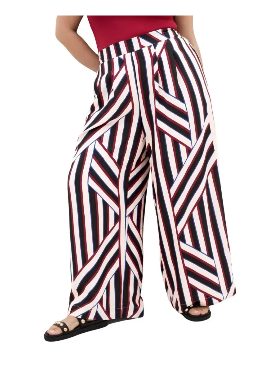 Брюки широкие на резинке Haylee Pull-On Wide-Leg Stripe CITY CHIC, Timeless Stripe