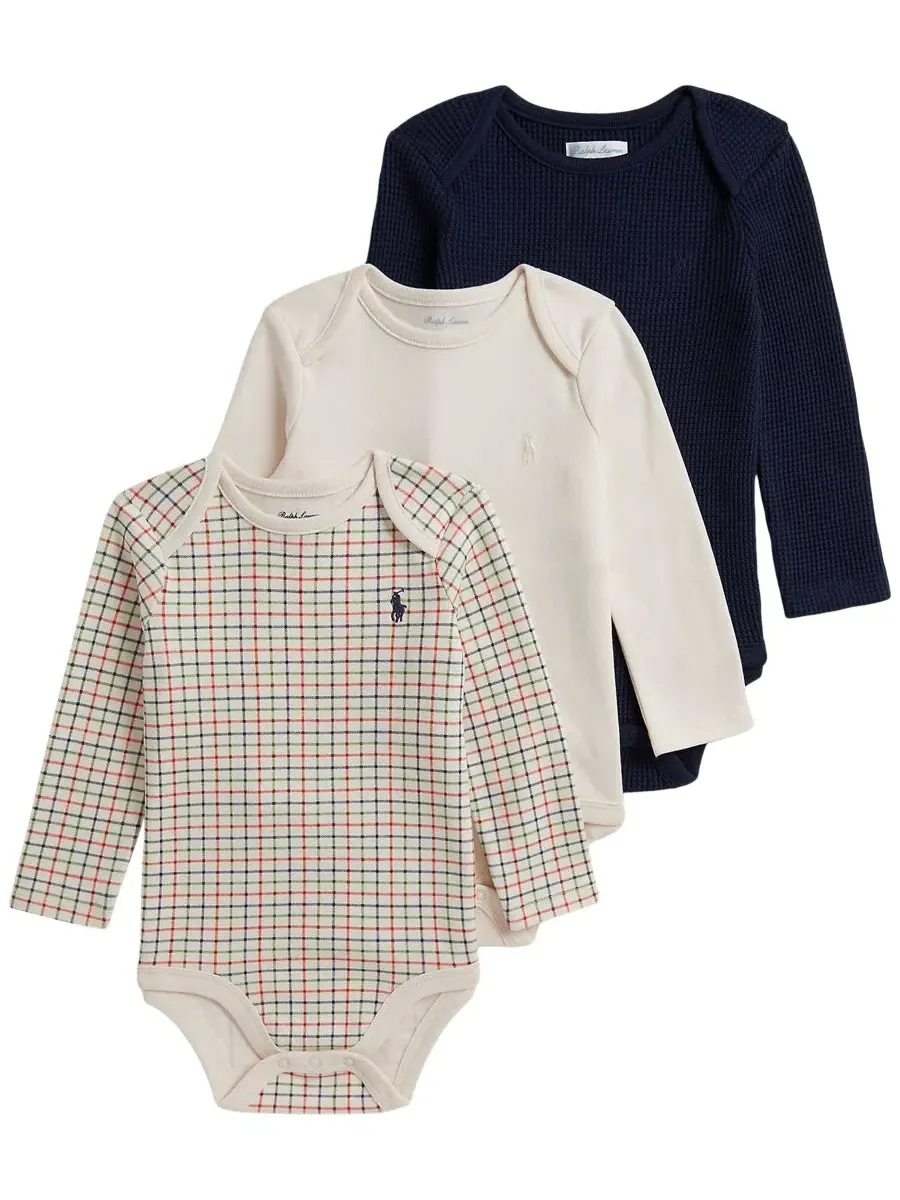 Комплект боди с длинным рукавом, 3 шт. Polo Ralph Lauren, Havenswood Tattersall
