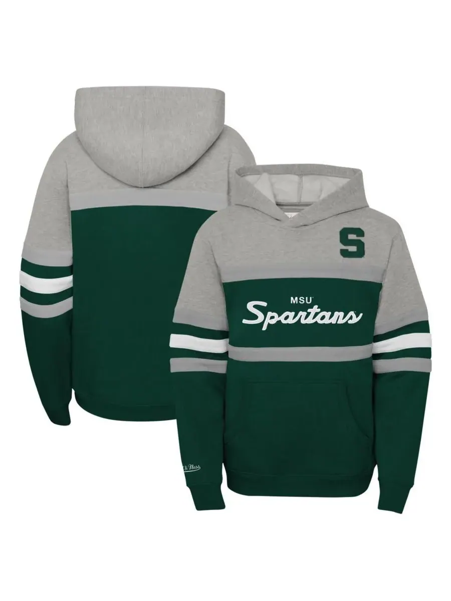 Mitchell & Ness Большая зеленая толстовка с изображением главного тренера команды «Мичиган Стэйт