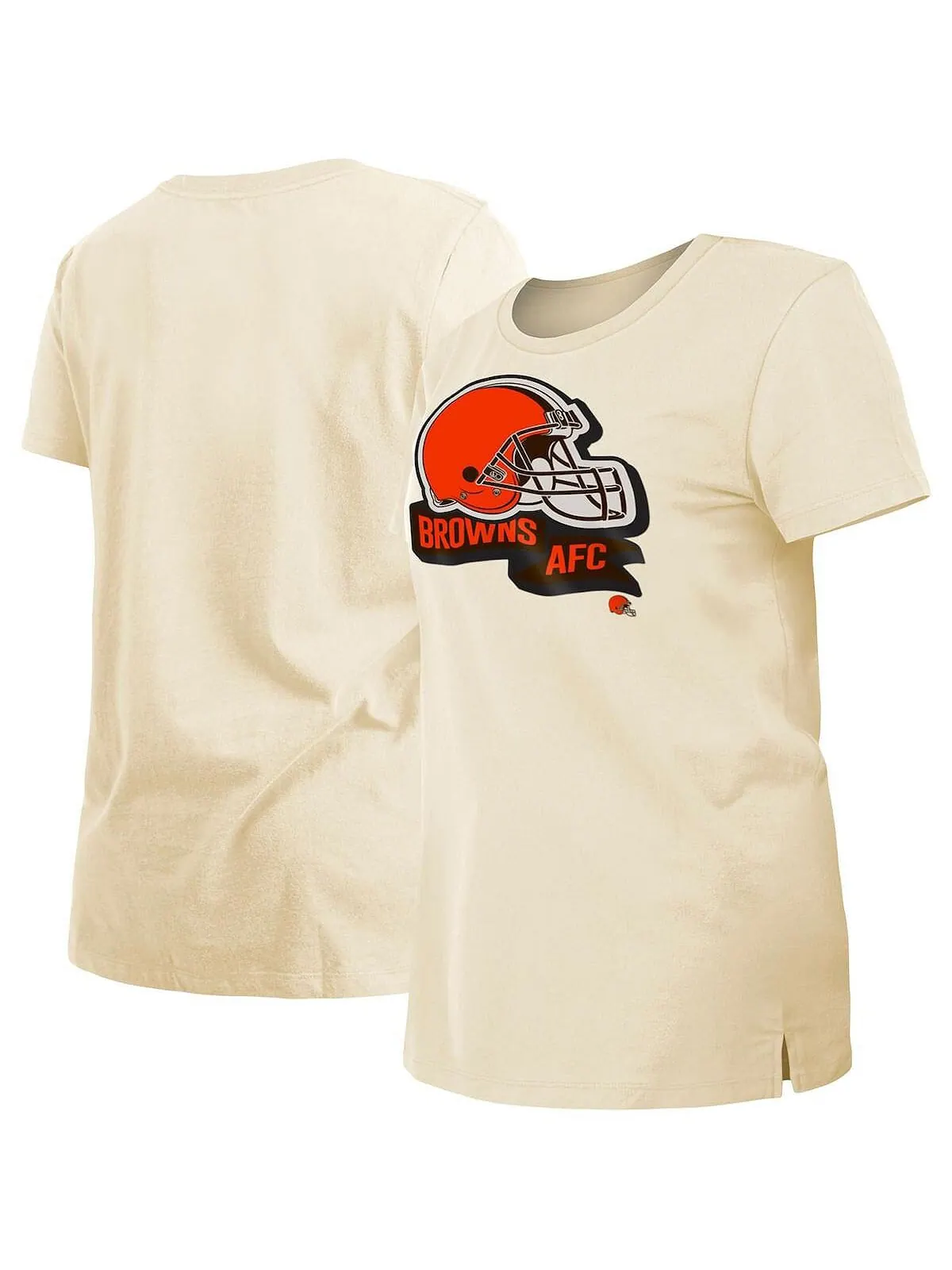 Женская кремовая футболка Cleveland Browns Chrome Sideline New Era — изображение 1 из 4, бежевый