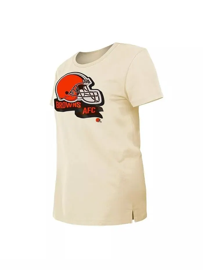 Женская кремовая футболка Cleveland Browns Chrome Sideline New Era — изображение 3 из 4
