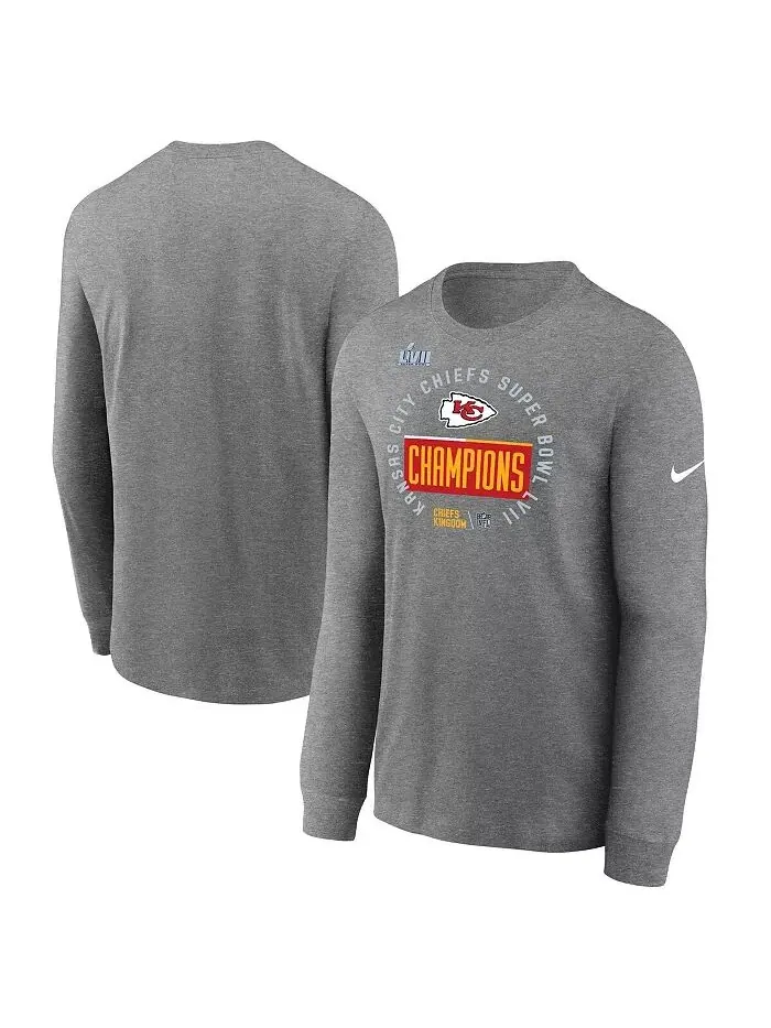 Мужская футболка Heather Gray Kansas City Chiefs Super Bowl LVII Champions Locker Room Trophy — изображение 1 из 4