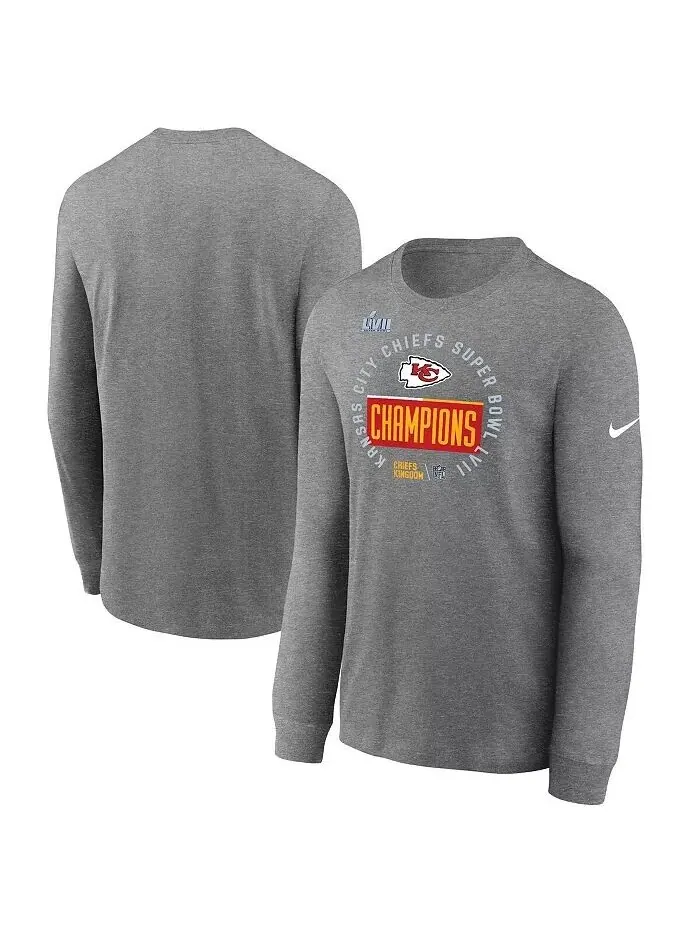 Мужская футболка Heather Gray Kansas City Chiefs Super Bowl LVII Champions Locker Room Trophy — изображение 3 из 4