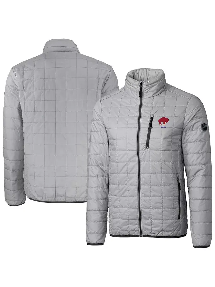 Мужская серая утепленная пуховая куртка Buffalo Bills Big Tall Rainier PrimaLoft Eco с молнией по