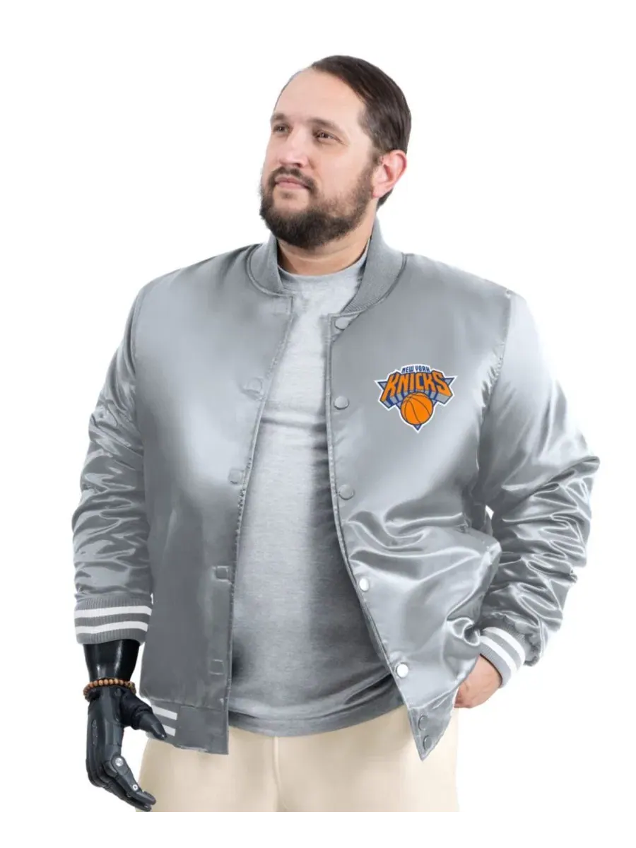 Куртка-ветровка из атласа с магнитами, модель Adaptive Bold Logo G-III Sports by Carl Banks — изображение 3 из 4, серый