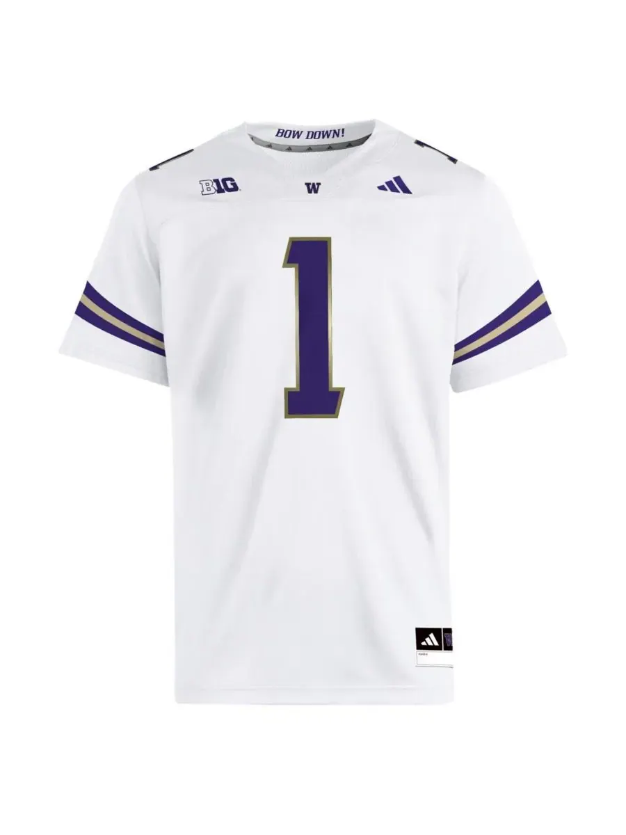 Adidas Мужская белая футболка Washington Huskies Premier — изображение 2 из 3, белый