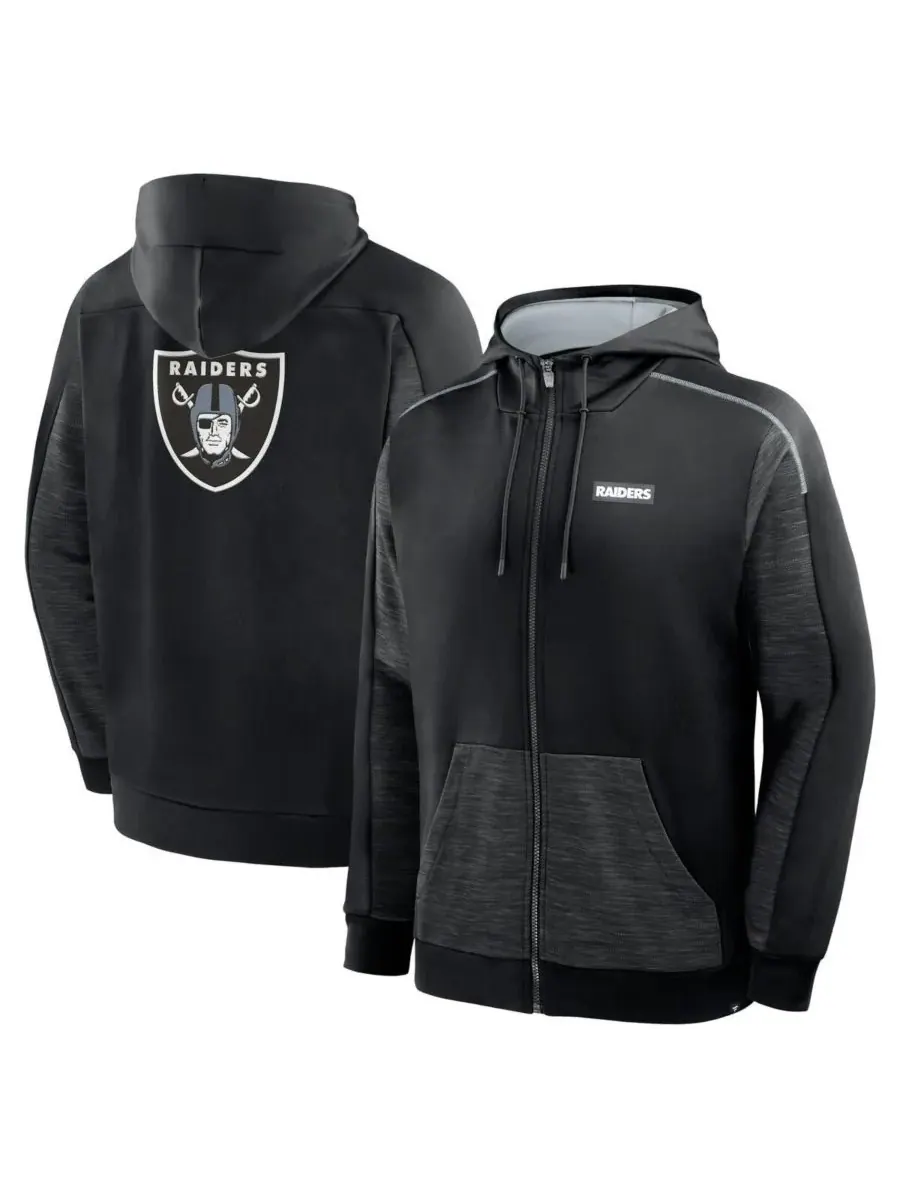 Fanatics Мужская черная толстовка на молнии с символикой команды Las Vegas Raiders Checkdown Pass