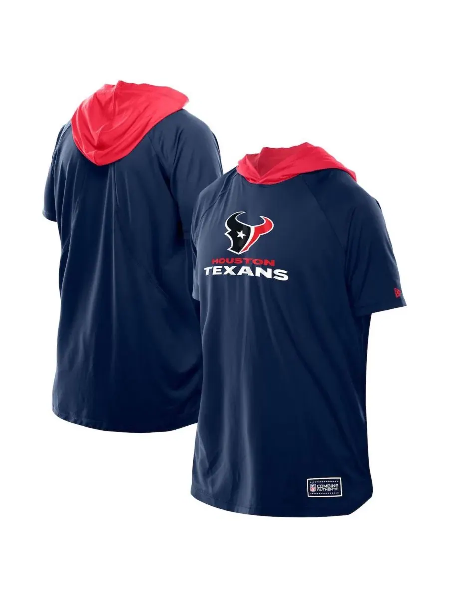 Футболка с капюшоном и реглан-рукавами Houston Texans Combine Authentic New Era