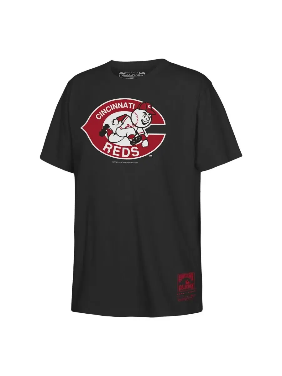 Детская футболка с ретро-логотипом Cincinnati Reds Black Mitchell & Ness