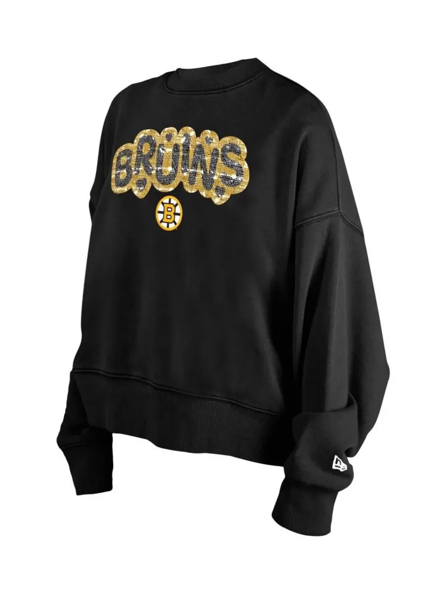 New Era Женская черная толстовка Boston Bruins с пайетками — изображение 3 из 3, черный