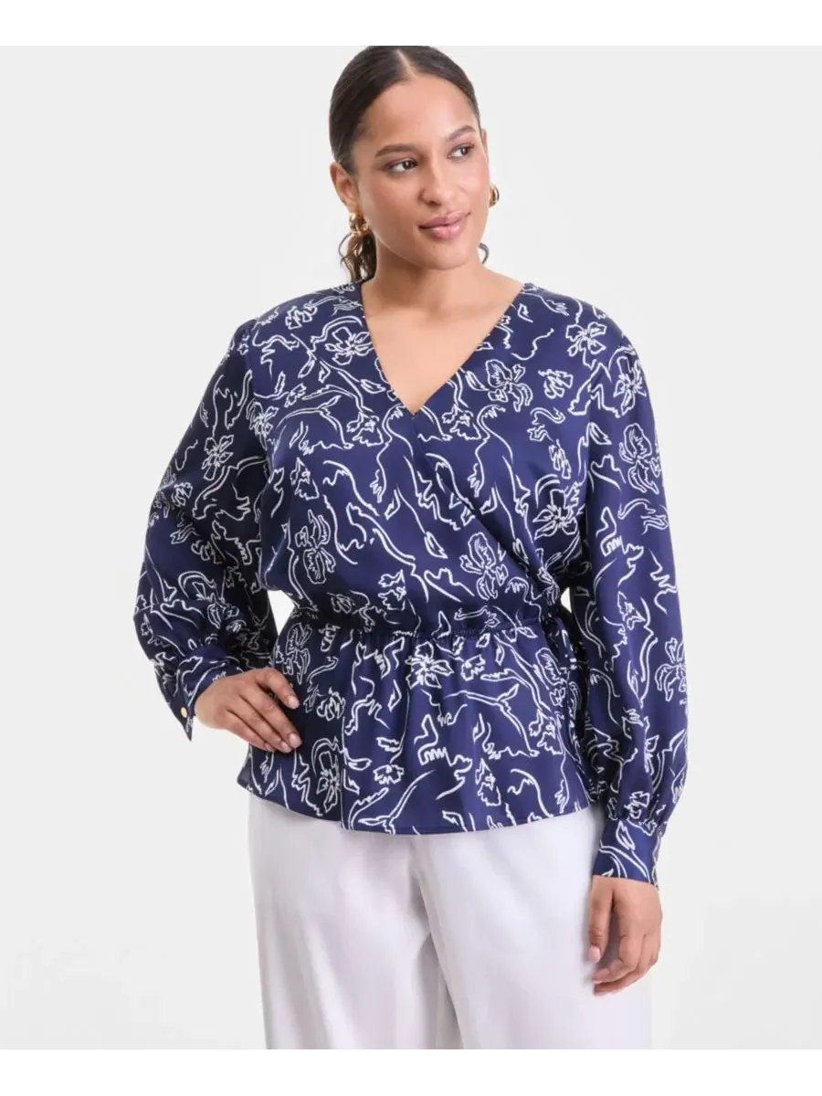 Блуза с принтом и пеплумом Plus Size I.N.C. International Concepts, Leyla Abstract