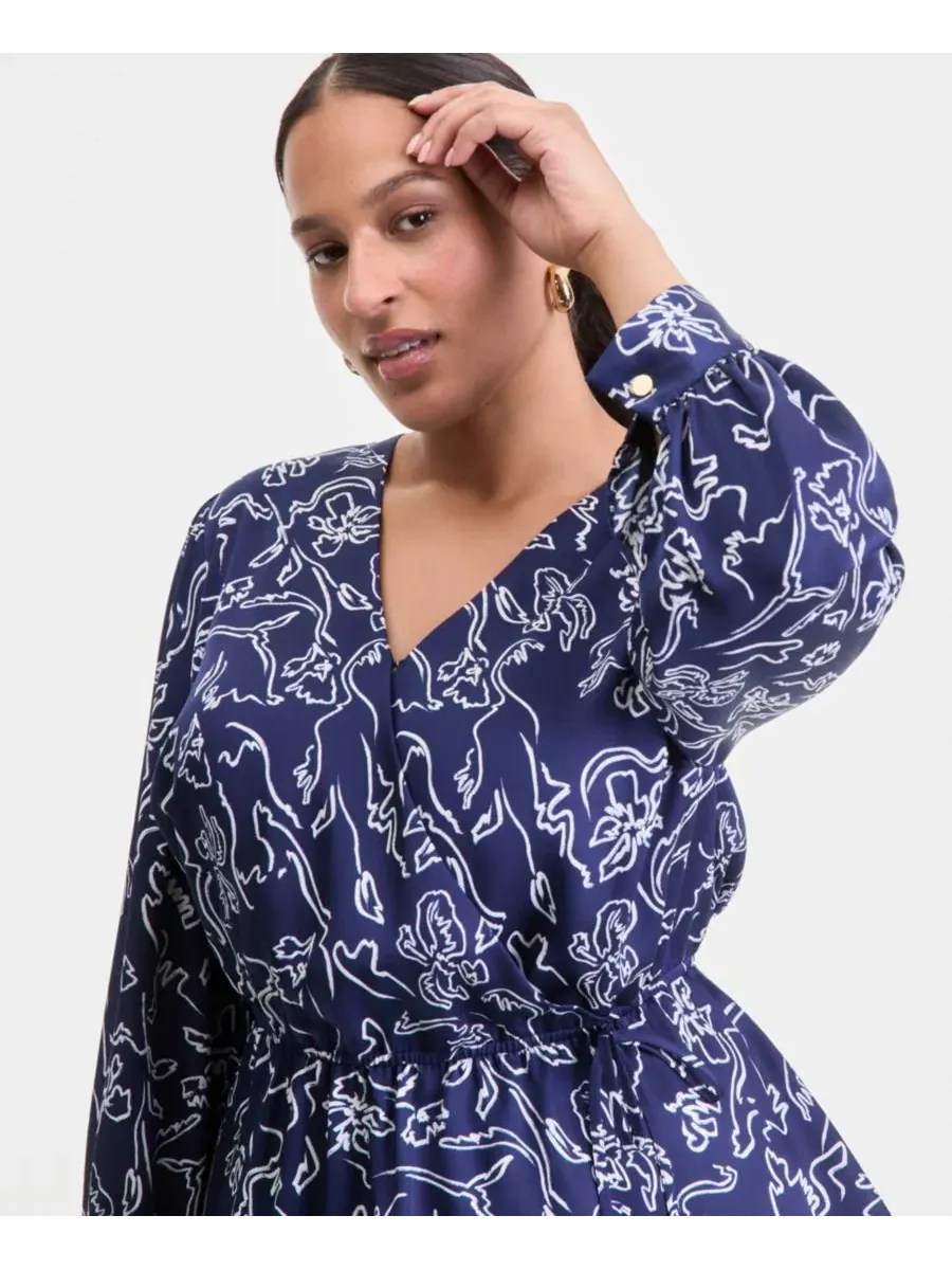 Блуза с принтом и пеплумом Plus Size I.N.C. International Concepts, Leyla Abstract — изображение 4 из 4
