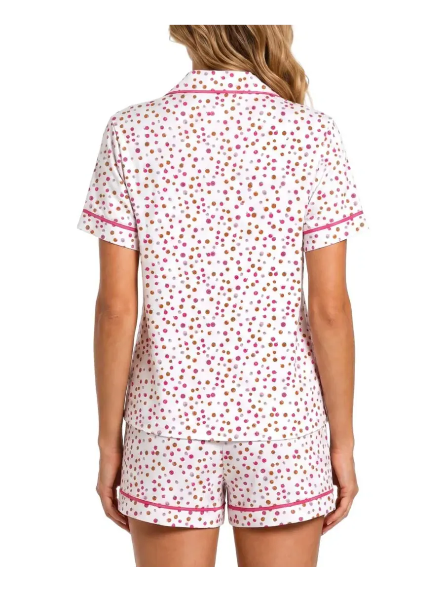 Комплект пижамы с длинным рукавом и шортами Polka-Dot Jaclyn Intimates, Tomato Dit — изображение 3 из 3