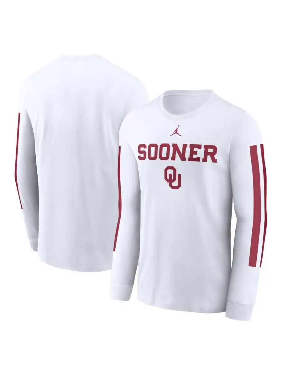 Jordan Мужская белая футболка с длинными рукавами Oklahoma Sooners с местным слоганом