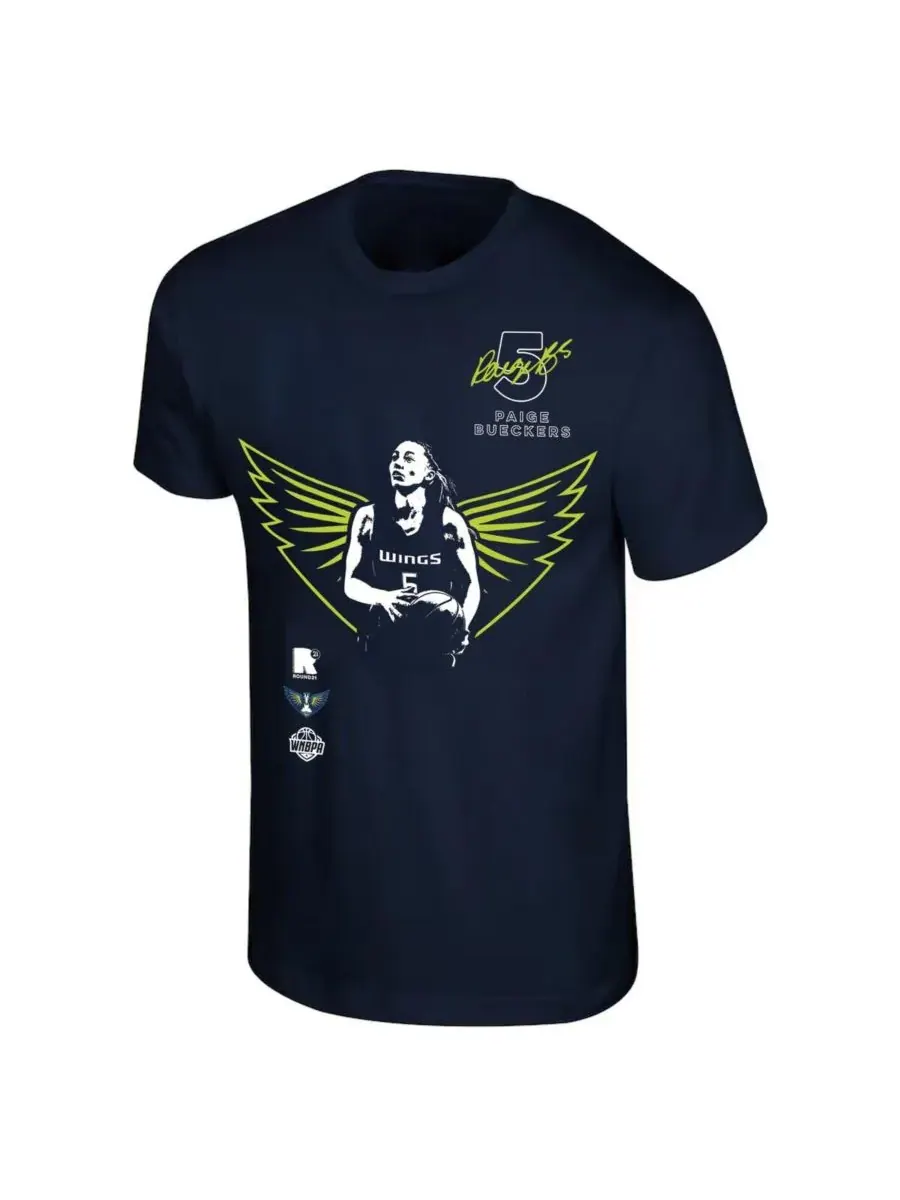 Round21 Мужская и женская футболка Paige Bueckers Navy Dallas Wings 2025 WNBA Draft Night — изображение 2 из 3, темно-синий