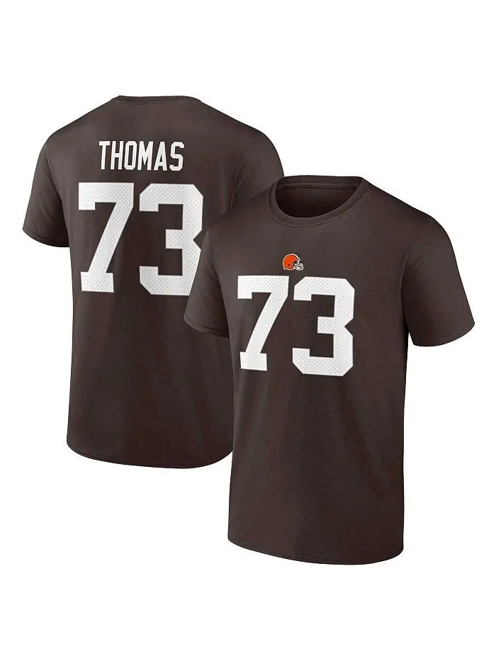 Мужская футболка с логотипом Joe Thomas Brown Cleveland Browns, игроком в отставке, именем и