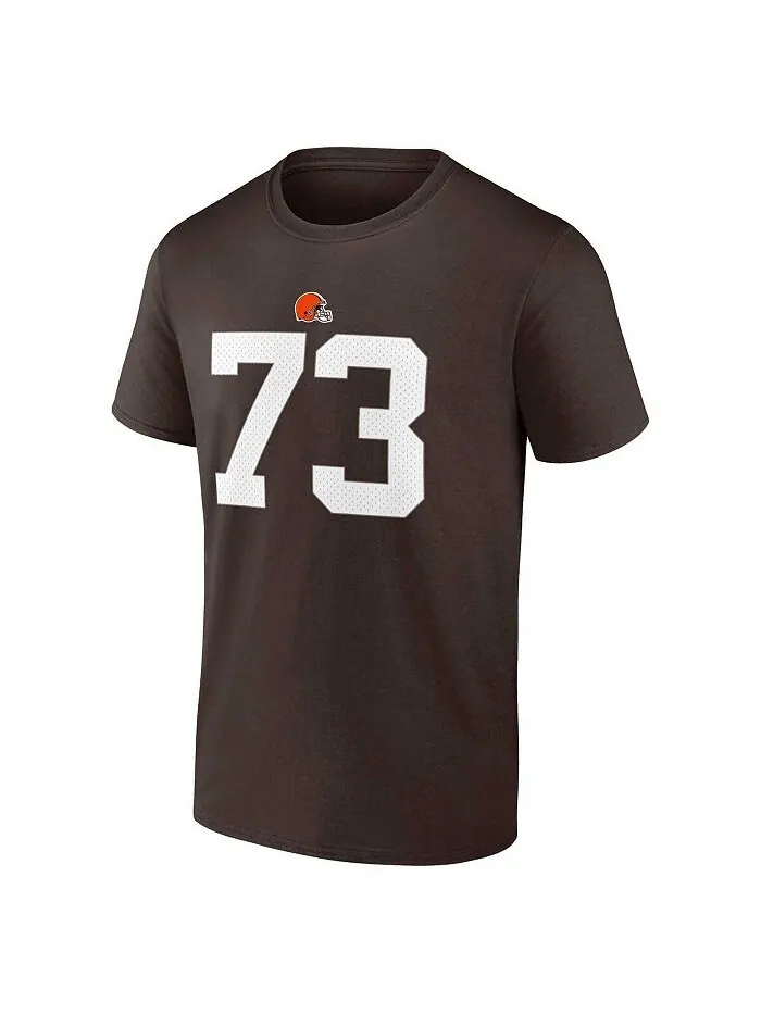 Мужская футболка с логотипом Joe Thomas Brown Cleveland Browns, игроком в отставке, именем и — изображение 2 из 3, коричневый