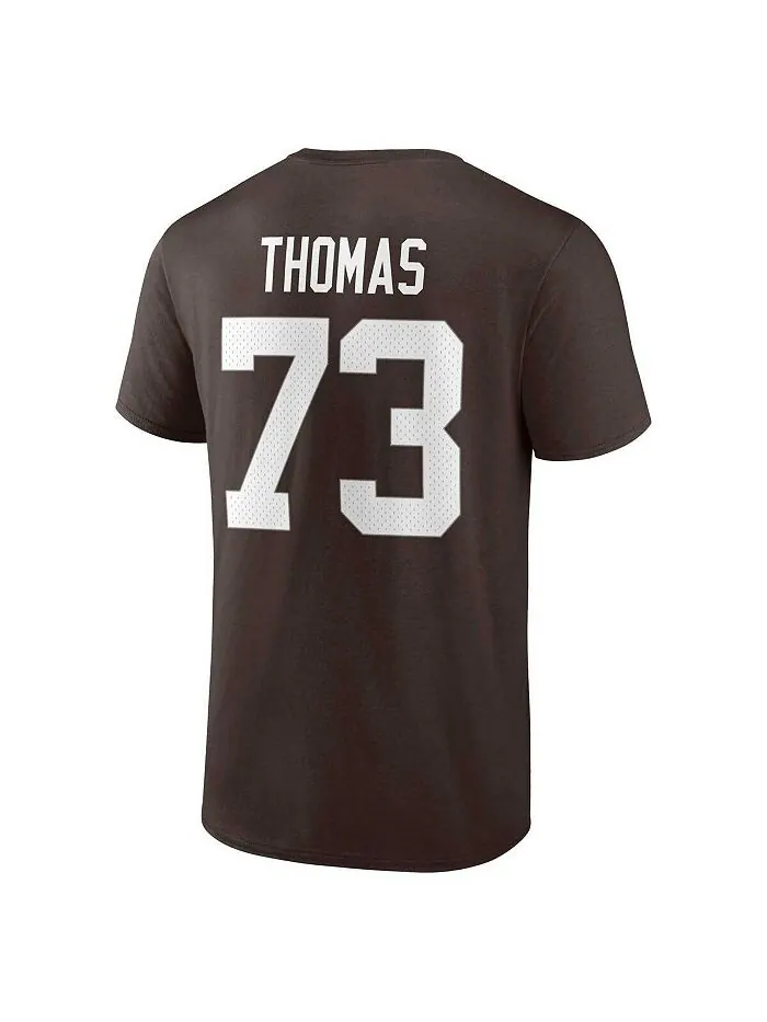 Мужская футболка с логотипом Joe Thomas Brown Cleveland Browns, игроком в отставке, именем и — изображение 3 из 3, коричневый
