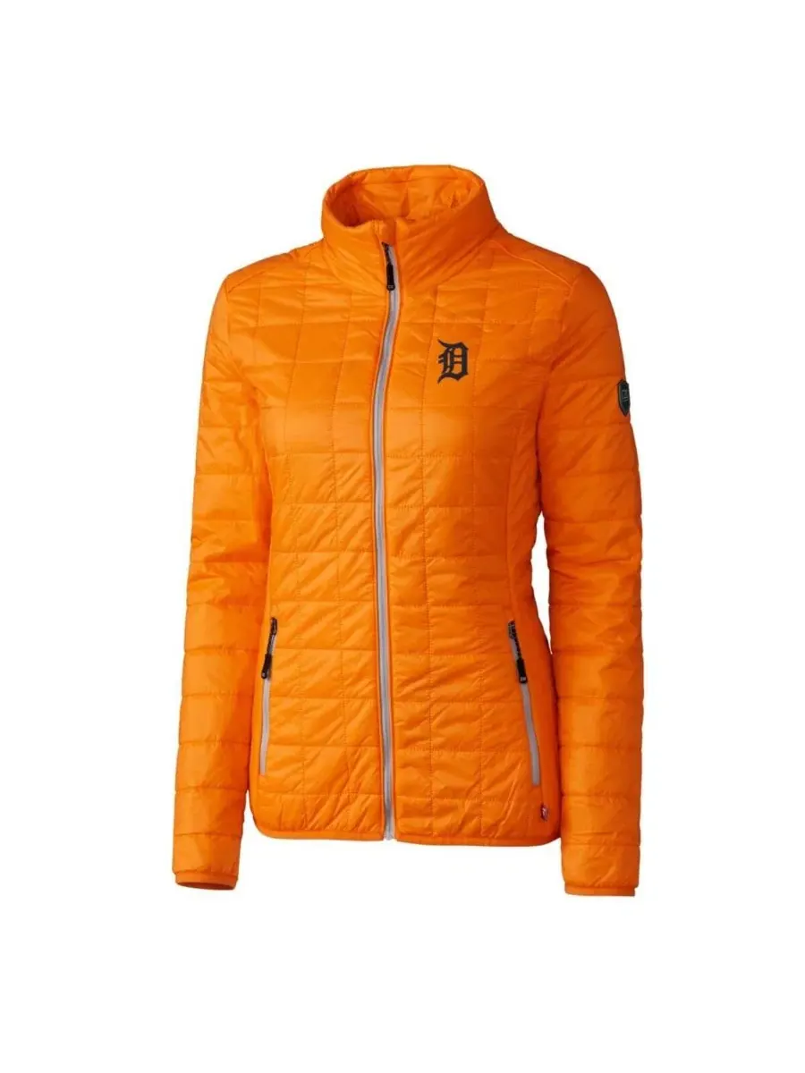 Женская оранжевая пуховая куртка Detroit Tigers Rainier PrimaLoft Eco на молнии Cutter & Buck — изображение 2 из 3, оранжевый