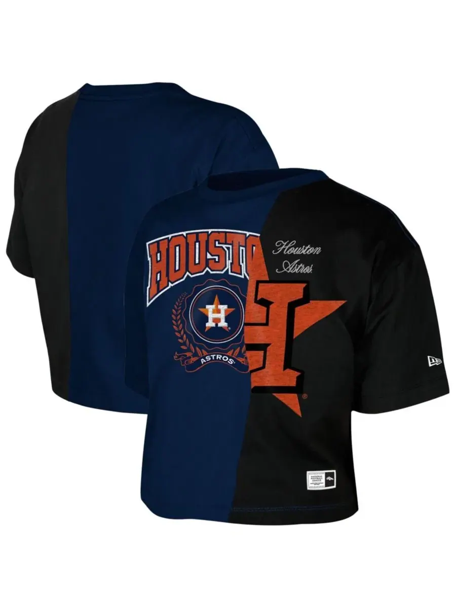 Женская футболка-кроп с цветными блоками Houston Astros New Era
