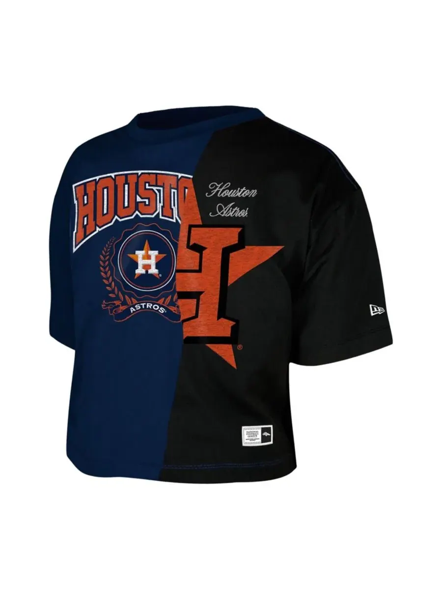 Женская футболка-кроп с цветными блоками Houston Astros New Era — изображение 4 из 5, темно-синий