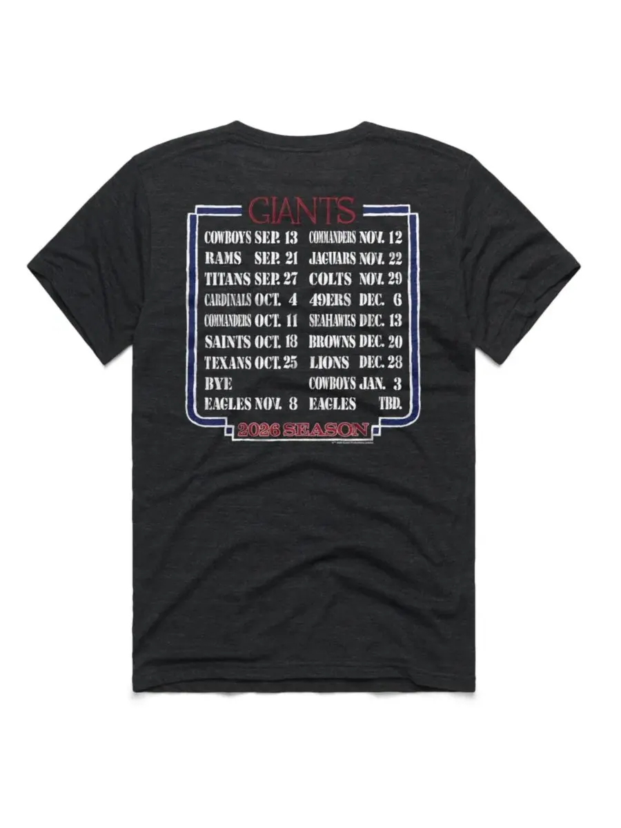Футболка с принтом New York Giants 2026 Schedule Queen Homage — изображение 2 из 3, темно-серый