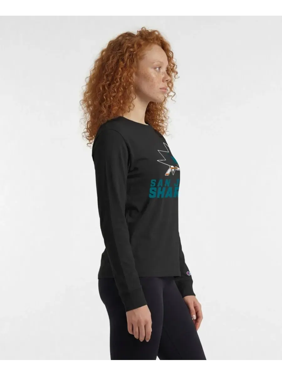 Футболка с длинным рукавом San Jose Sharks Wordmark Lockup Champion — изображение 4 из 5, черный