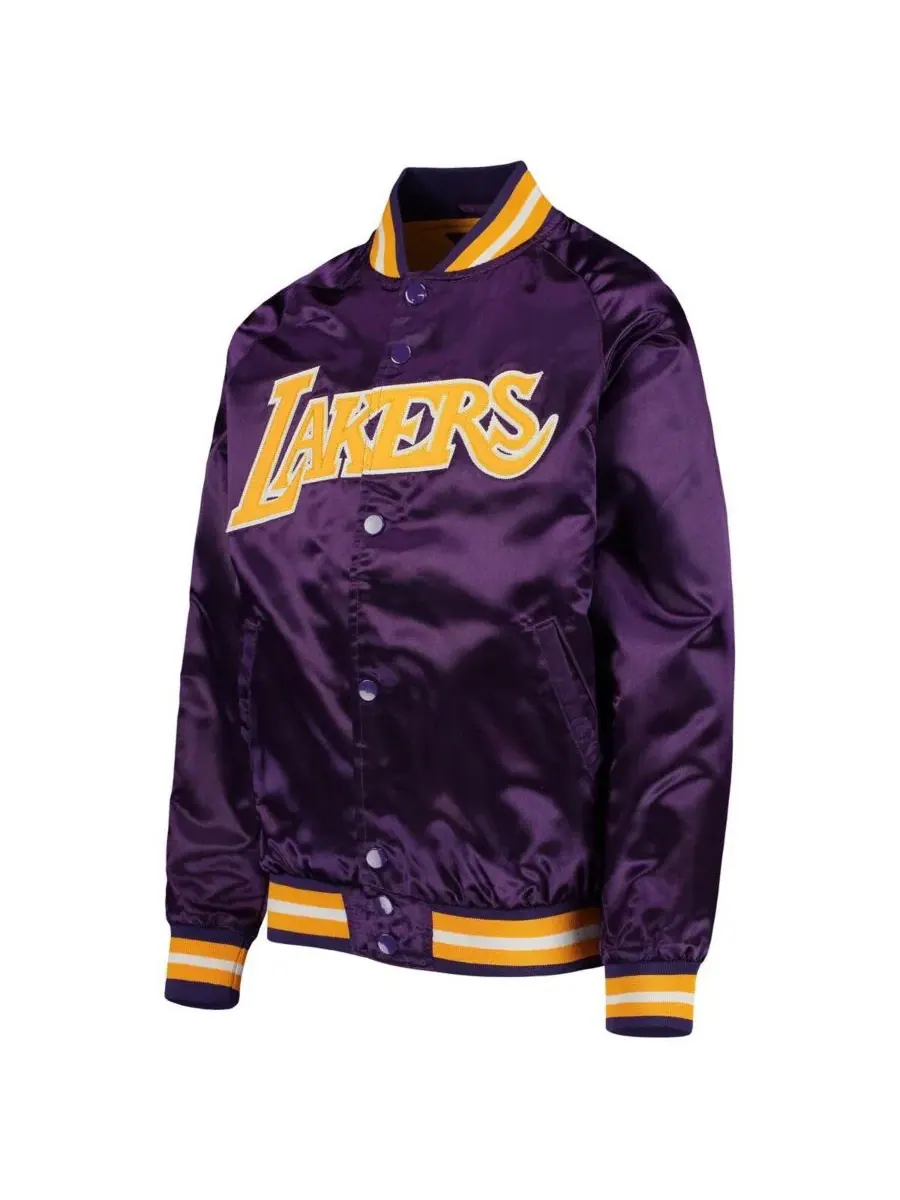 Куртка из атласа с рукавами реглан и принтом Los Angeles Lakers Mitchell & Ness — изображение 3 из 5, фиолетовый