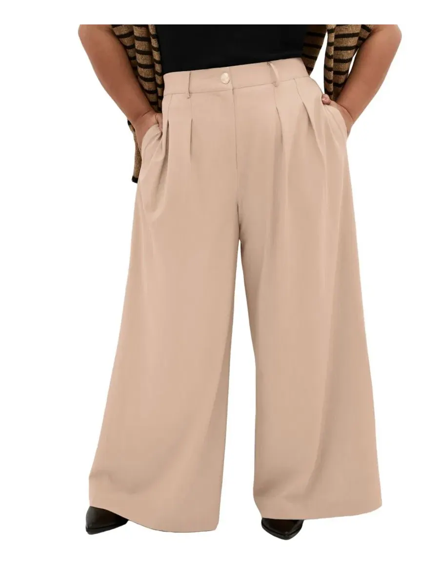 Брюки Abbigail Wide Leg CITY CHIC, Taupe Melange