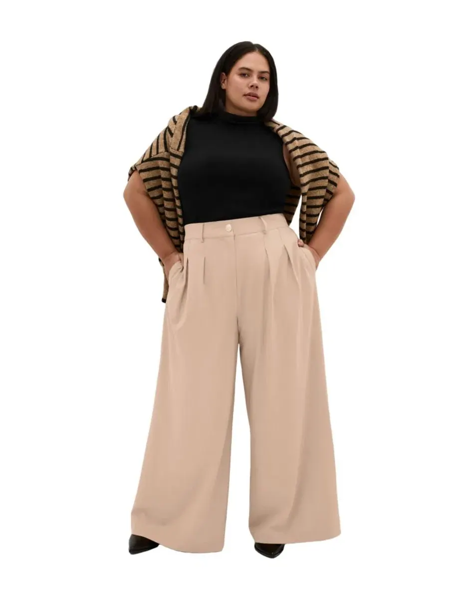 Брюки Abbigail Wide Leg CITY CHIC, Taupe Melange — изображение 3 из 5