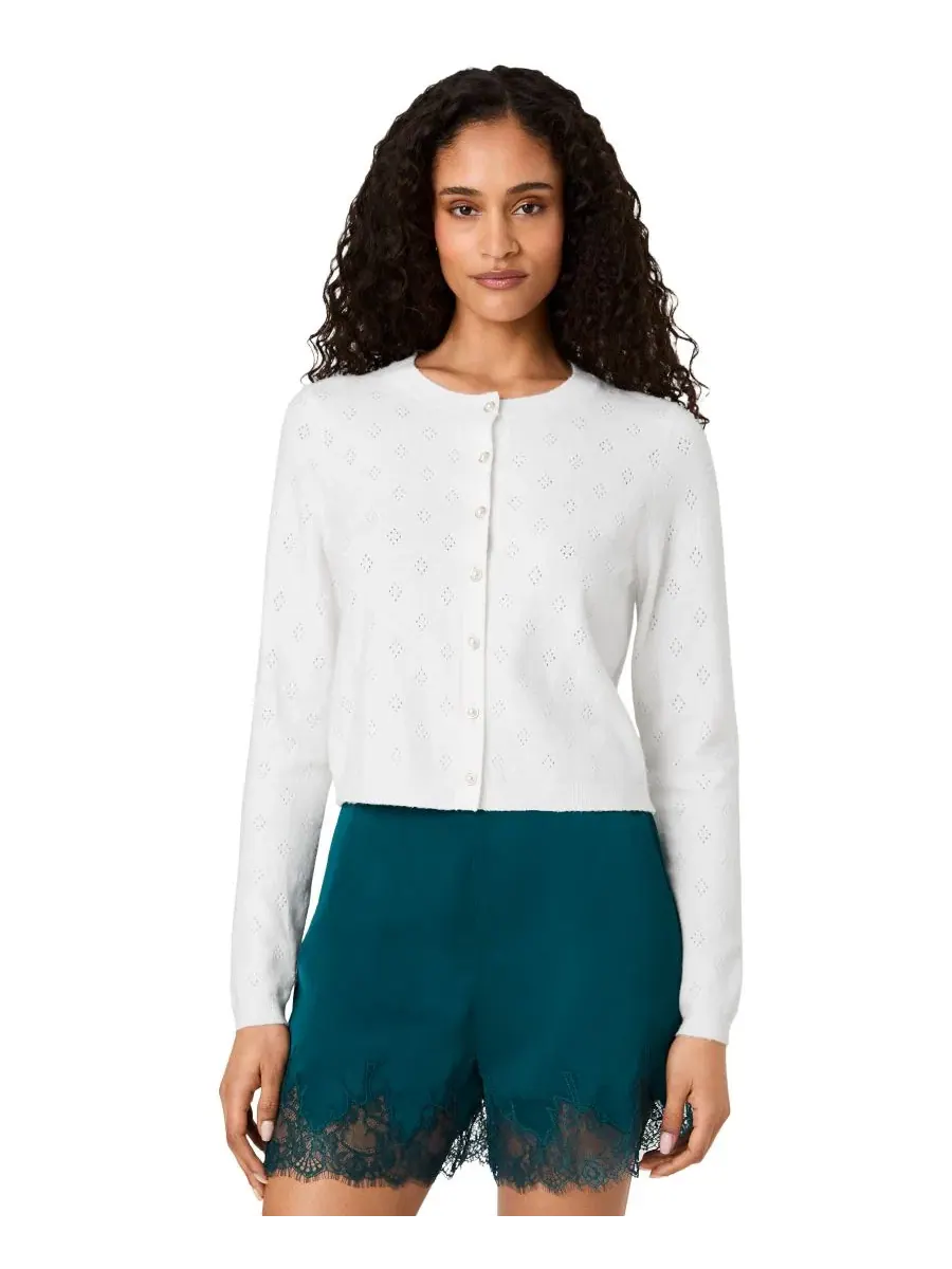 Женский укороченный кардиган Dakota с ажурным узором French Connection, Winter Whi