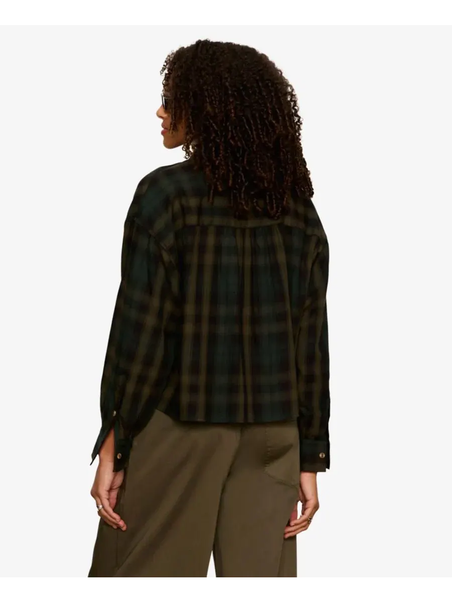Рубашка фланелевая укороченная с принтом The Autumn Edit Sanctuary, Forest Plaid — изображение 5 из 7