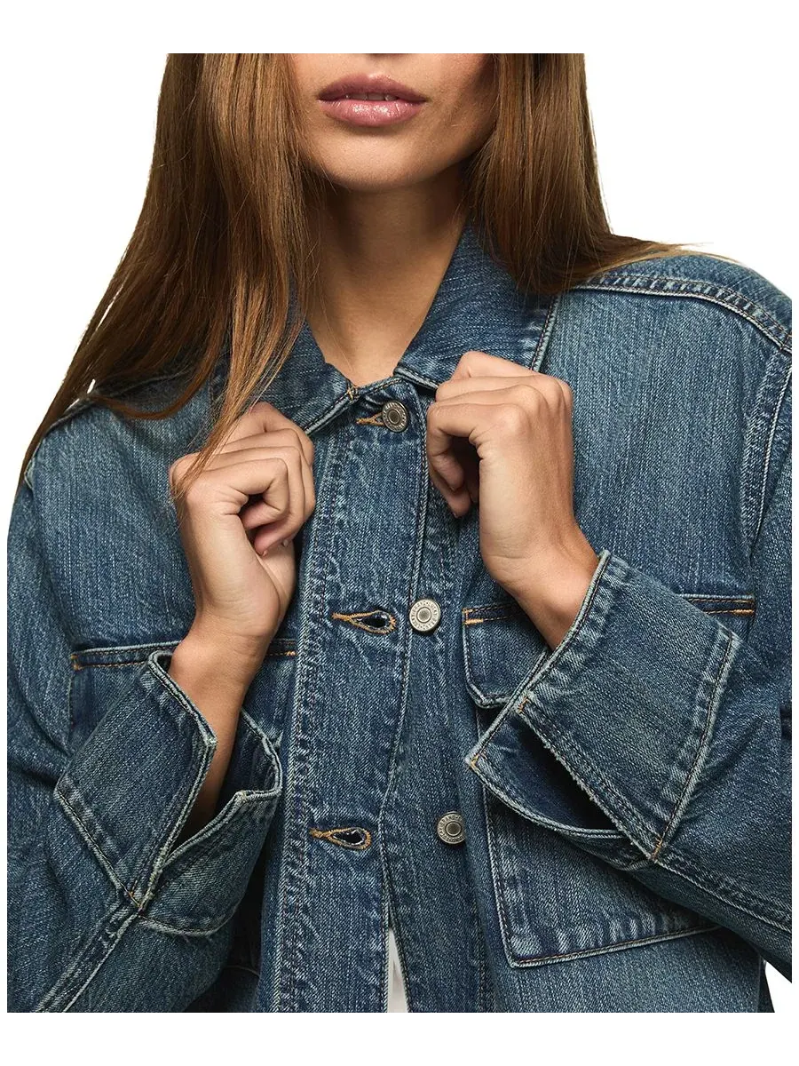 Женская джинсовая куртка с длинными рукавами в стиле милитари Lucky Brand, Glamorous Wash — изображение 3 из 5