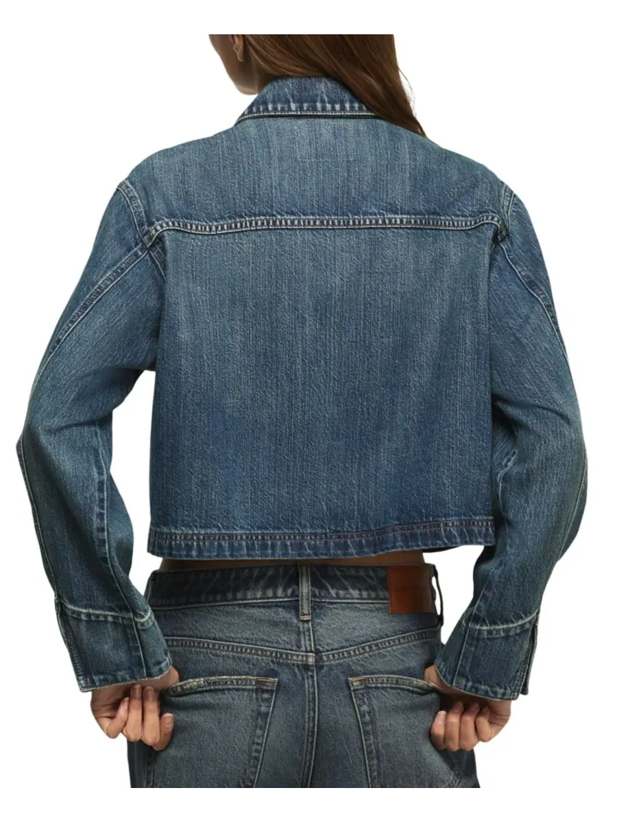 Женская джинсовая куртка с длинными рукавами в стиле милитари Lucky Brand, Glamorous Wash — изображение 5 из 5