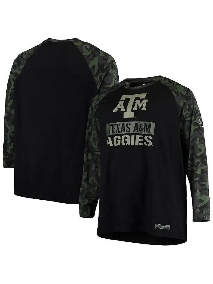Мужская черная камуфляжная футболка Texas A&M Aggies OHT в военном стиле Appreciation Big and Tall