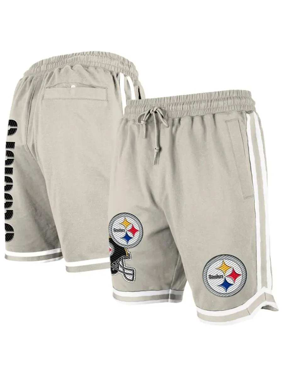 New Era Мужские светло-бежевые шорты Pittsburgh Steelers Stone с многослойной нашивкой