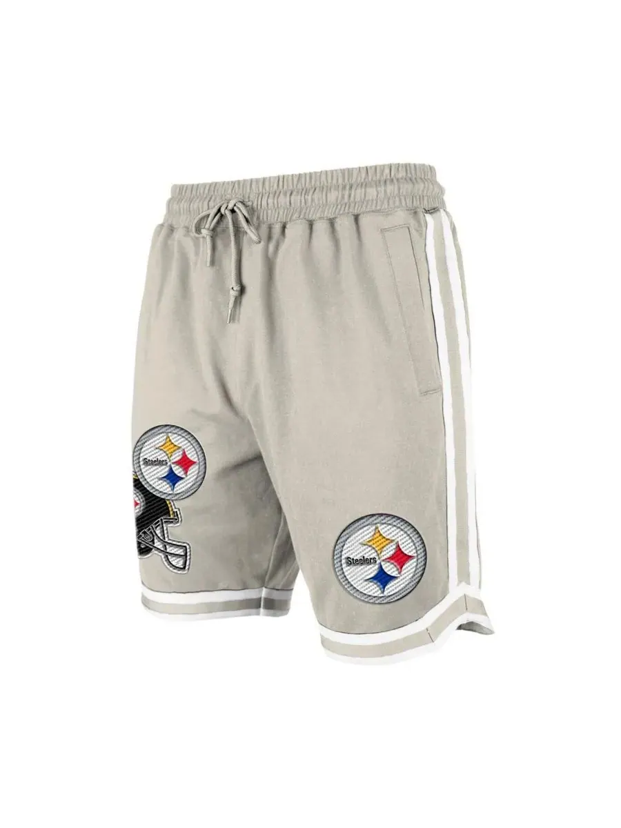 New Era Мужские светло-бежевые шорты Pittsburgh Steelers Stone с многослойной нашивкой — изображение 5 из 5, светлый бежевый