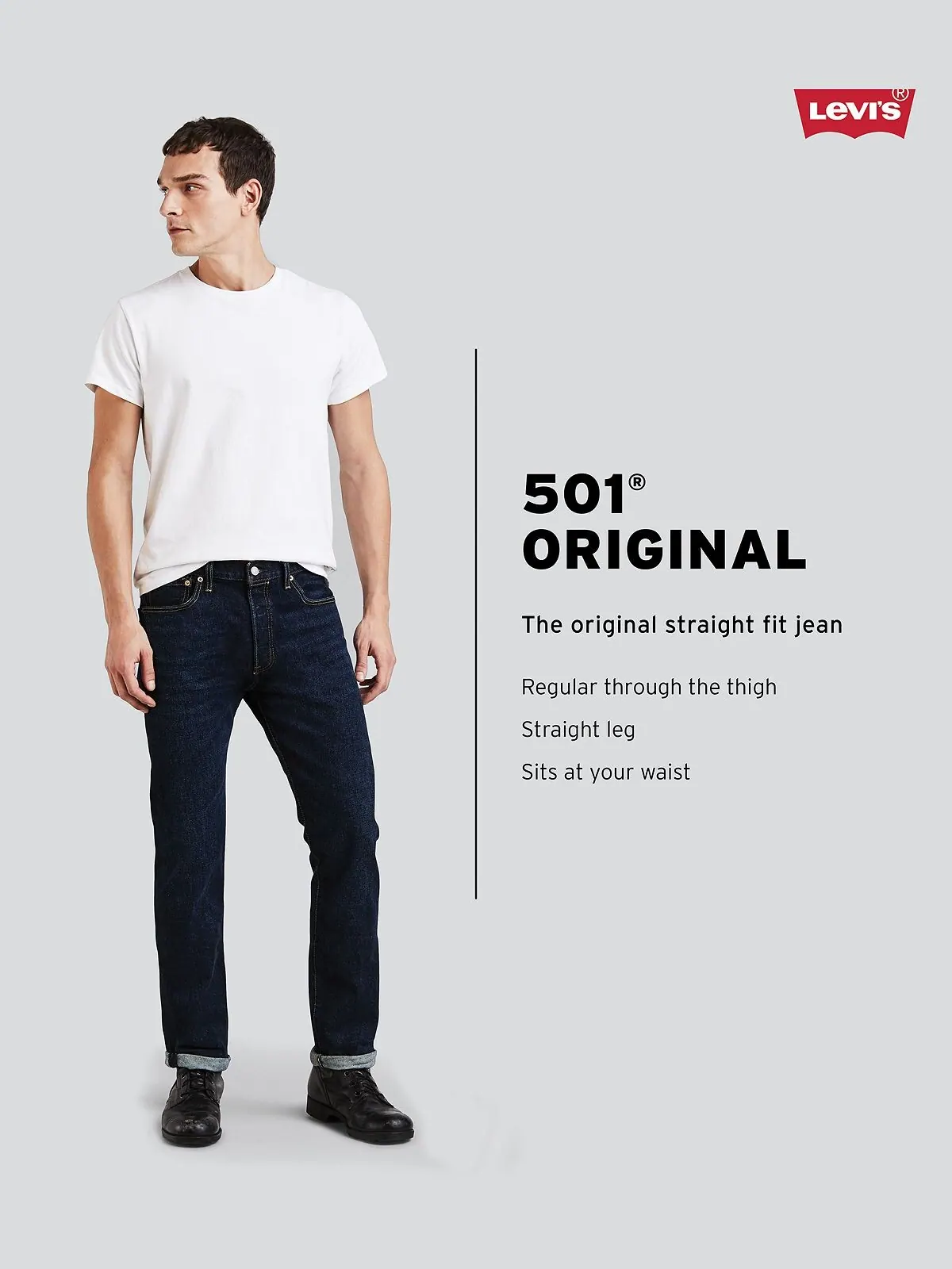 Мужские эластичные джинсы с пуговицами 501 Original Fit Fly Levi's — изображение 7 из 8, розовый
