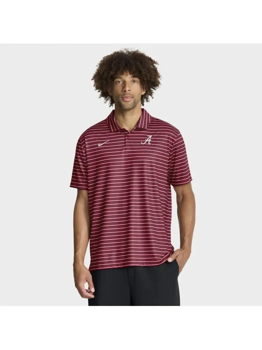 Поло Nike Alabama Crimson Tide 2025 Coaches Premium Tour Stripe Dri-FIT