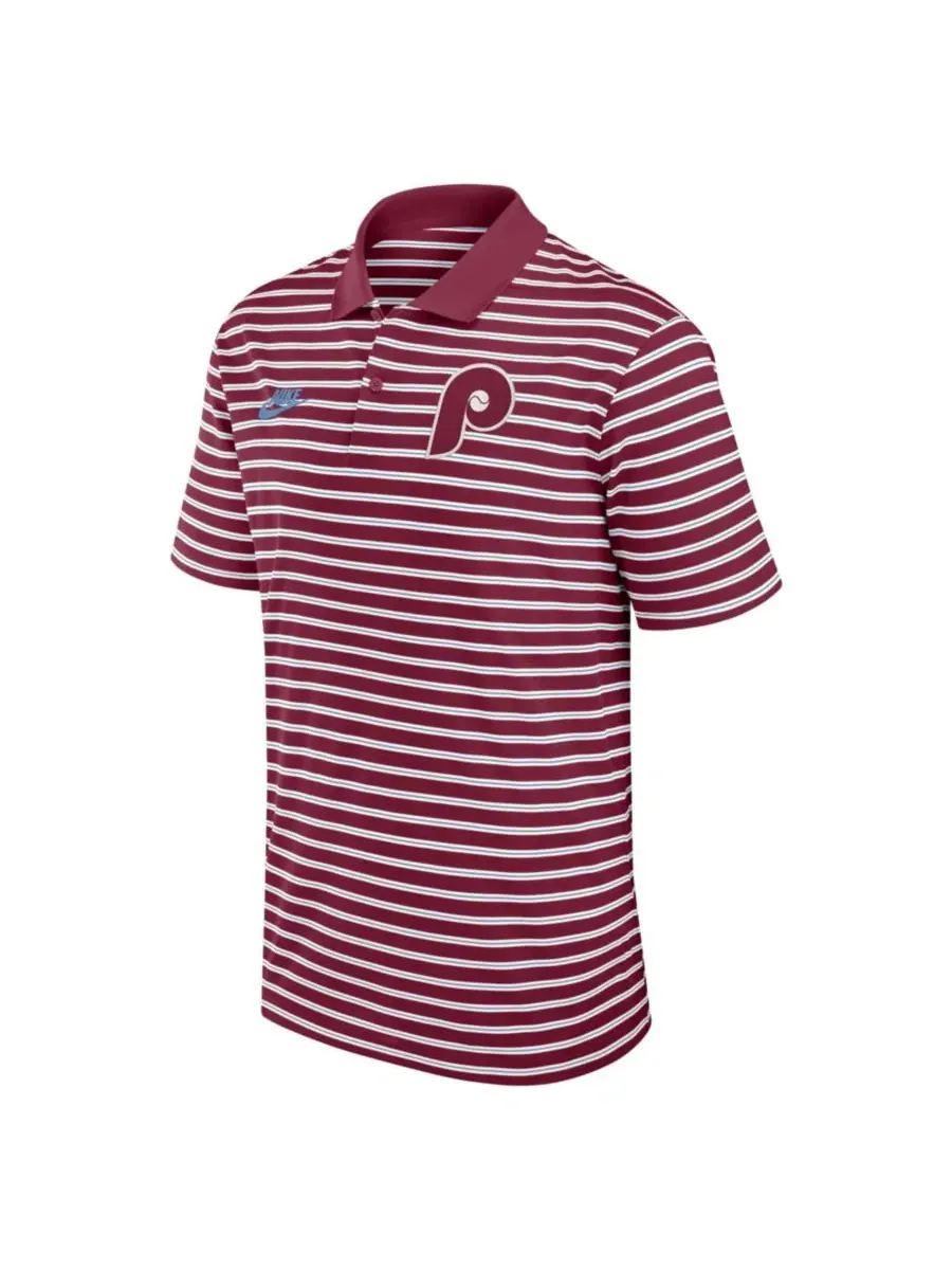 Мужское поло из пике с принтом Cooperstown Collection Dri-FIT Victory Striped Nike — изображение 2 из 5, красный кремовый