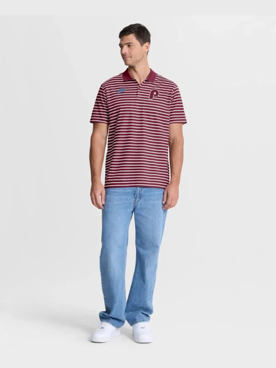 Мужское поло из пике с принтом Cooperstown Collection Dri-FIT Victory Striped Nike — изображение 5 из 5, красный кремовый