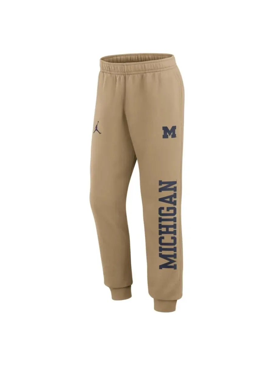 Мужские спортивные брюки из флиса с принтом Michigan Wolverines Primetime Club Fleece Joggers Jordan — изображение 3 из 3