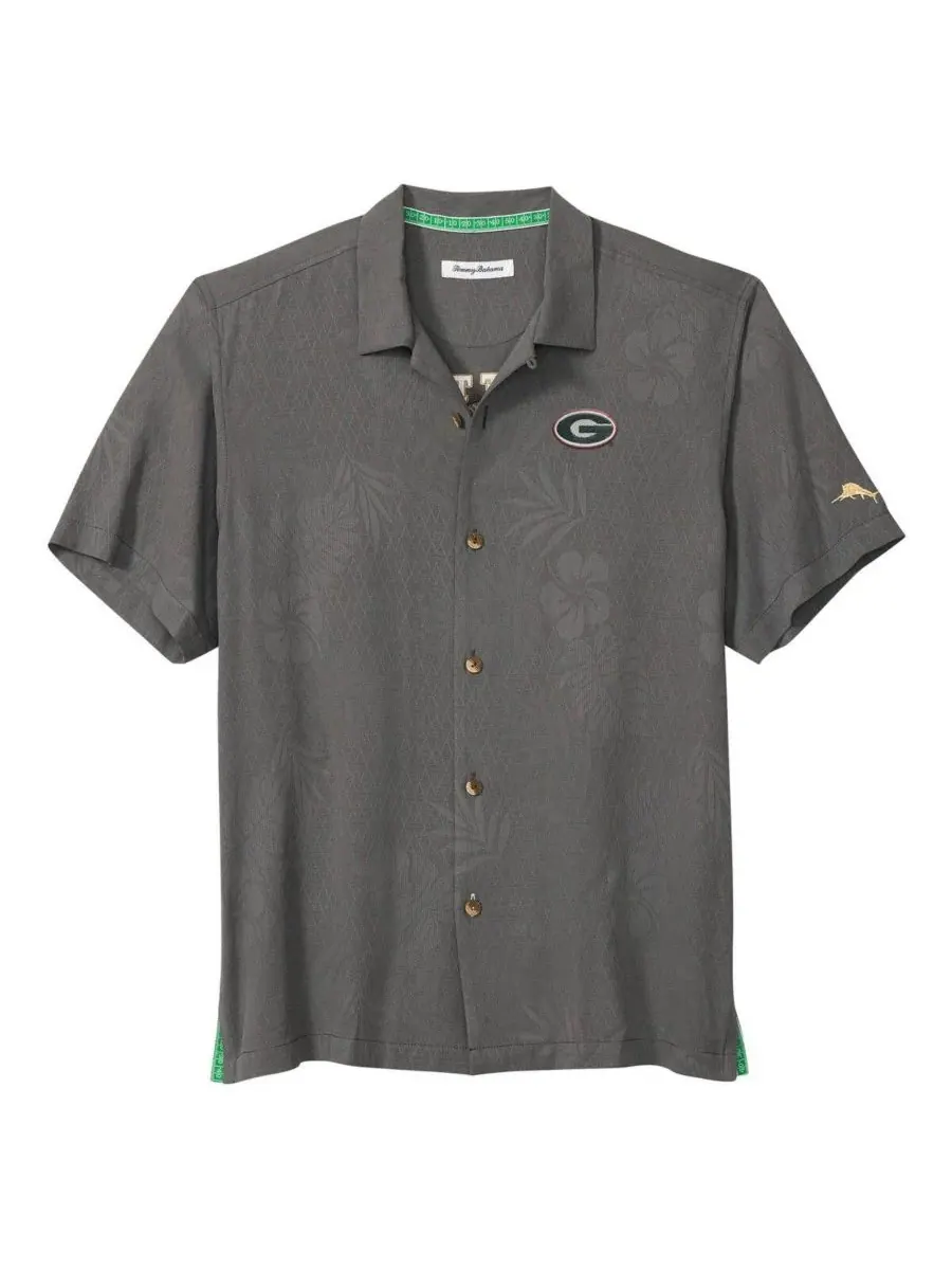 Tommy Bahama Мужская серая рубашка на пуговицах Georgia Bulldogs Catch of the Day Camp IslandZone — изображение 2 из 3, серый