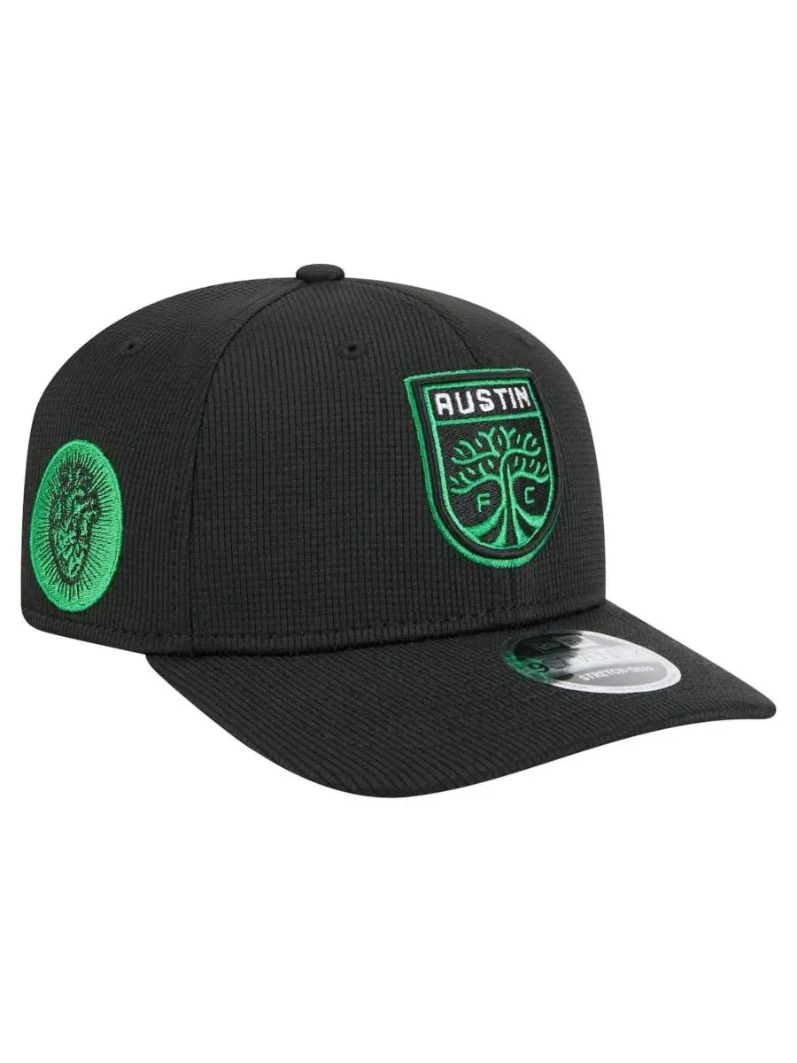 New Era Мужская черная футболка Austin FC 2025 с застежкой-липучкой 9SEVENTY