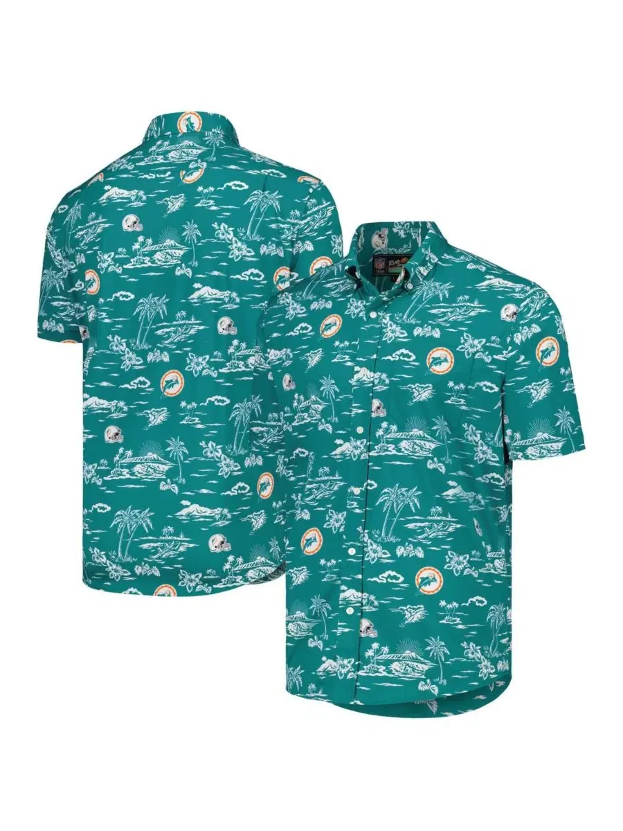 Рубашка с принтом Aqua Miami Dolphins Throwback Kekai Print Reyn Spooner