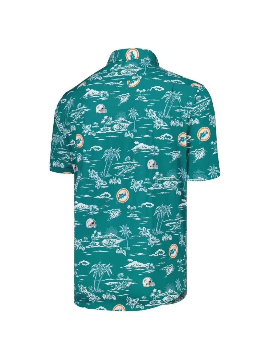 Рубашка с принтом Aqua Miami Dolphins Throwback Kekai Print Reyn Spooner — изображение 3 из 3, голубой