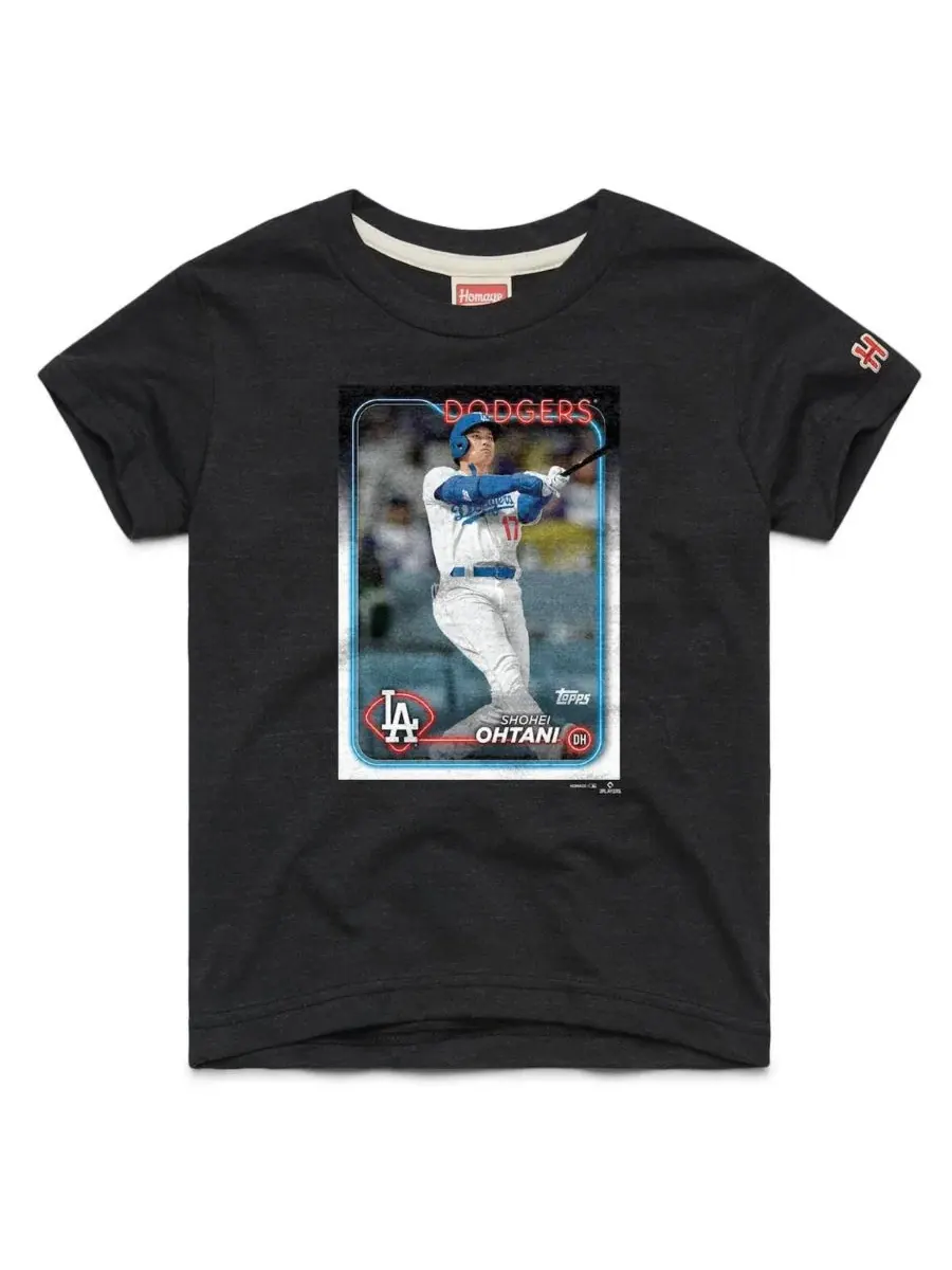 Футболка с принтом Shohei Ohtani Los Angeles Dodgers Topps Baseball Card Tri-Blend Homage