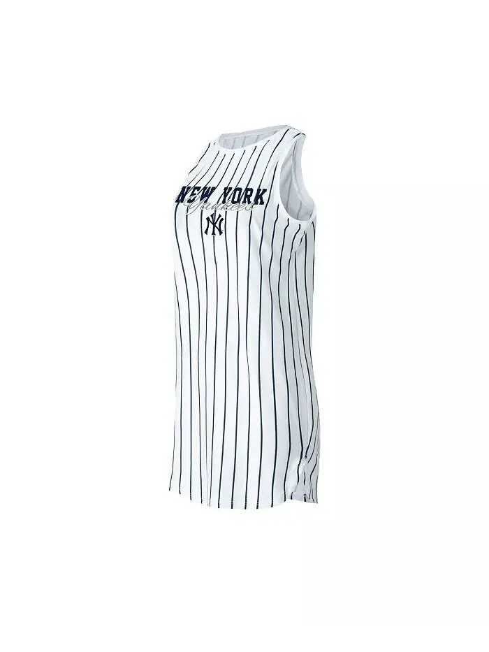 Женская белая ночная рубашка без рукавов в тонкую полоску New York Yankees Reel Concepts Sport — изображение 1 из 1