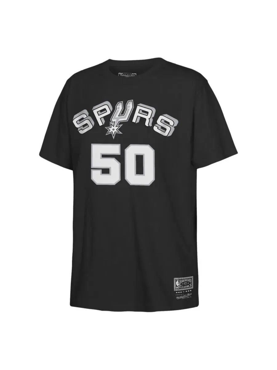 Футболка с длинным рукавом Mitchell Ness David Robinson Black San Antonio Spurs Hardwood Classics — изображение 2 из 3
